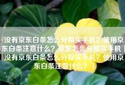 没有京东白条怎么分期买手机？使用京东白条注意什么？京东怎么分期买手机「没有京东白条怎么分期买手机？使用京东白条注意什么？」