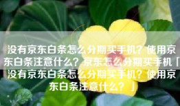 没有京东白条怎么分期买手机？使用京东白条注意什么？京东怎么分期买手机「没有京东白条怎么分期买手机？使用京东白条注意什么？」