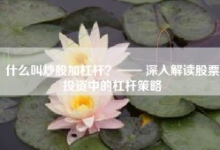 什么叫炒股加杠杆？—— 深入解读股票投资中的杠杆策略
