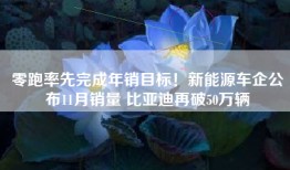 零跑率先完成年销目标！新能源车企公布11月销量 比亚迪再破50万辆