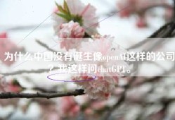 为什么中国没有诞生像openAI这样的公司？我这样问chatGPT。