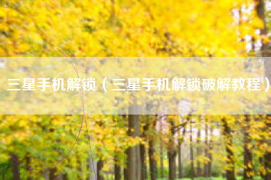 三星手机解锁（三星手机解锁破解教程）